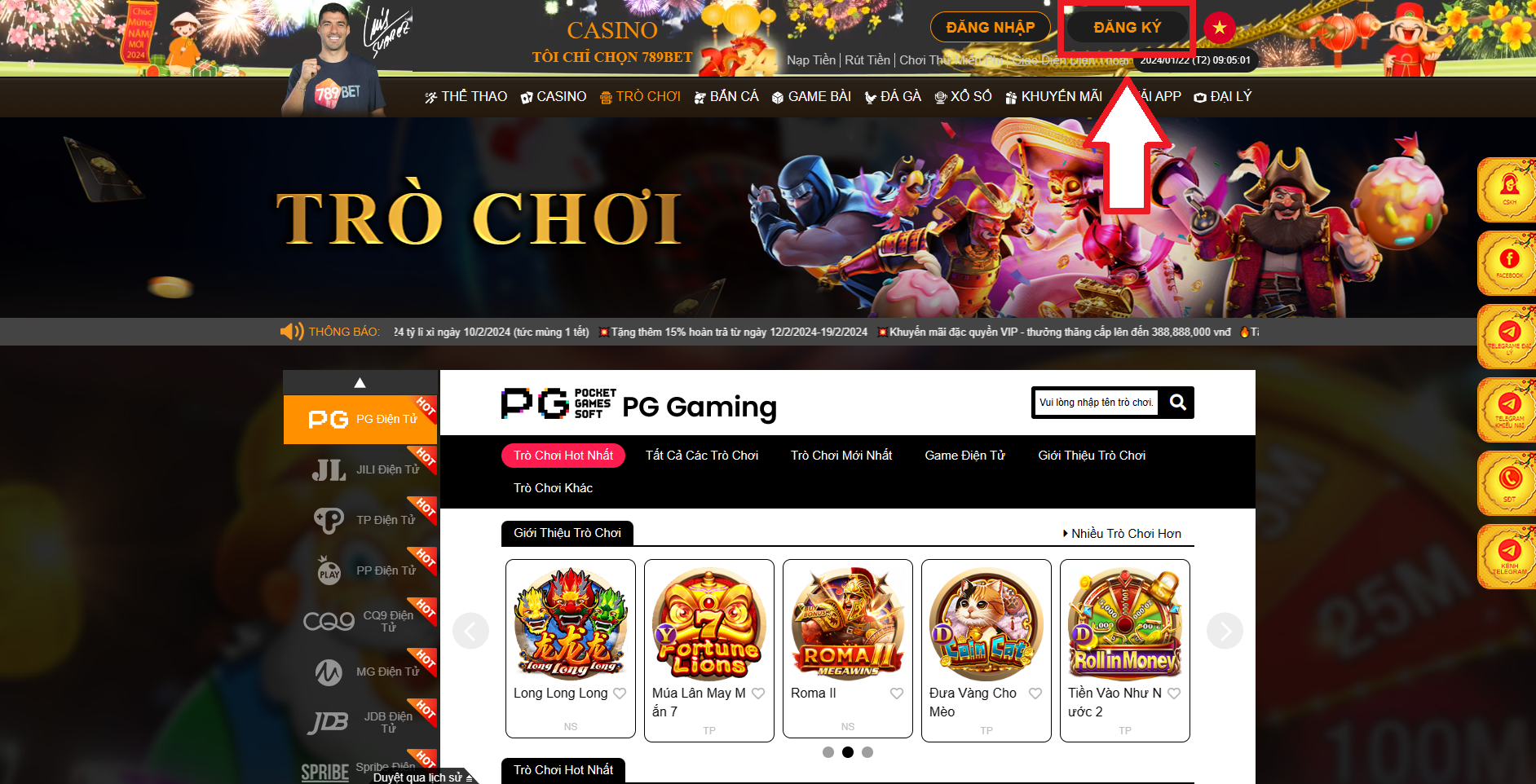 Nút đăng ký tại casino nổi tiếng 789bet