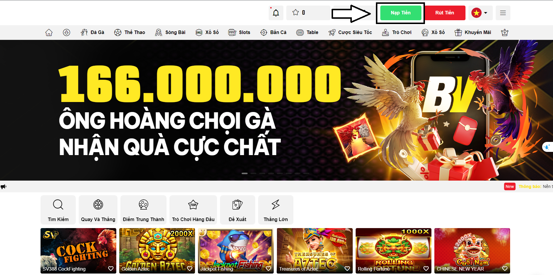 Gửi tiền vào sòng bạc